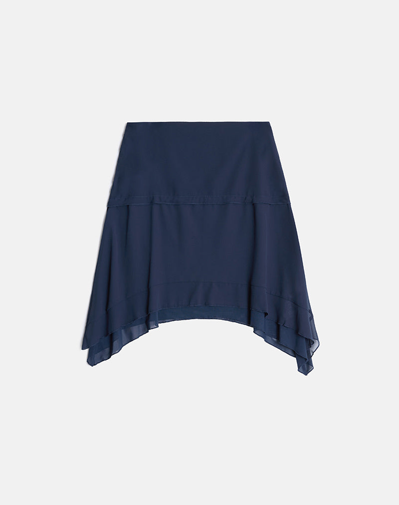 Marella Midi Skirt in Chiffon Blue Graphite