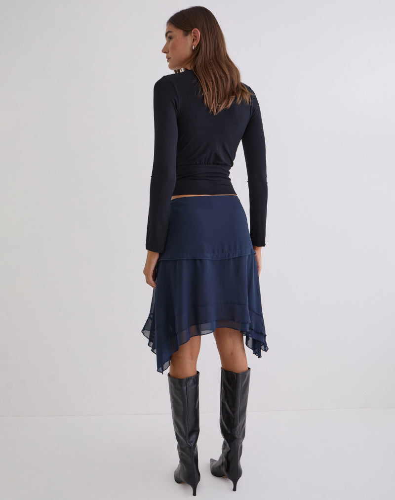 Marella Midi Skirt in Chiffon Blue Graphite