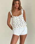 Maria Top in Funshine Floral Off White