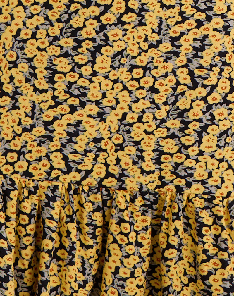 Marige Roundneck Mini Dress in Mini Bloom Yellow