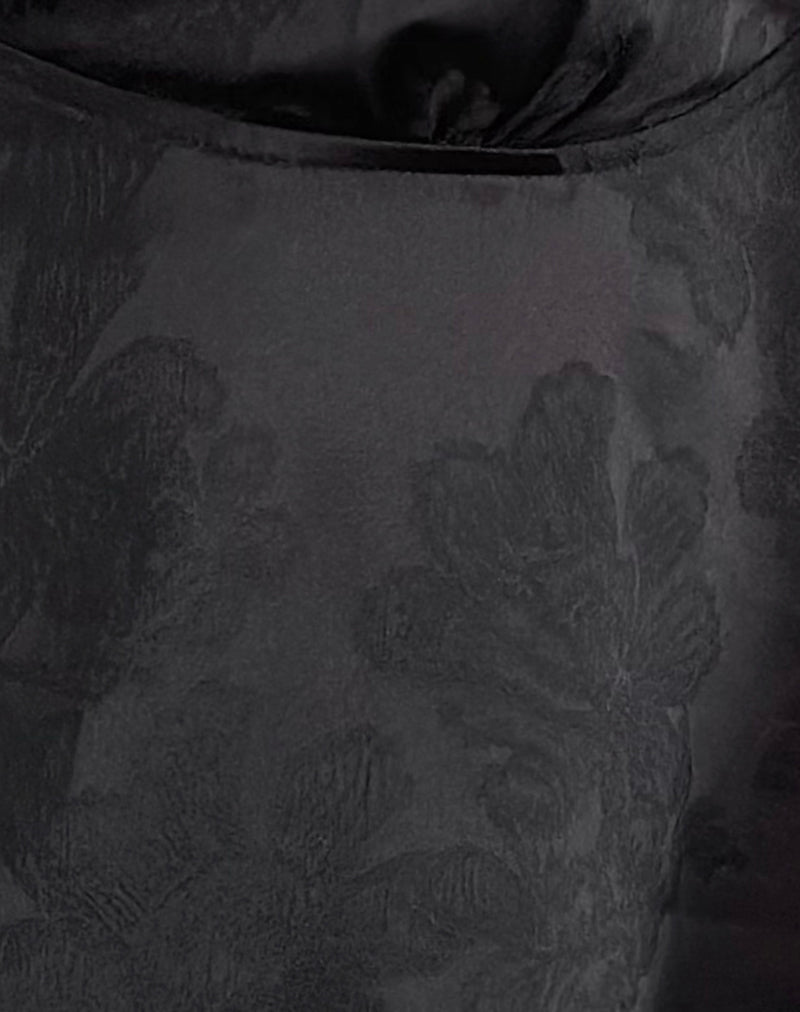 Marinda Top in Satin Jacquard Black