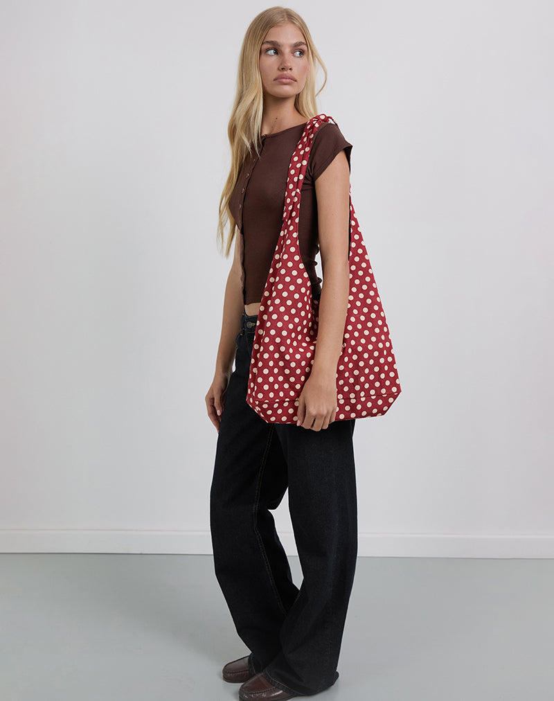 Maris Large Round Bag in Polka Wine