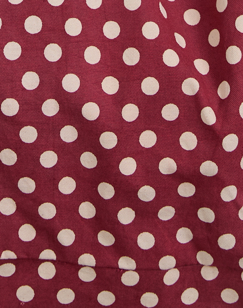 Maris Large Round Bag in Polka Wine