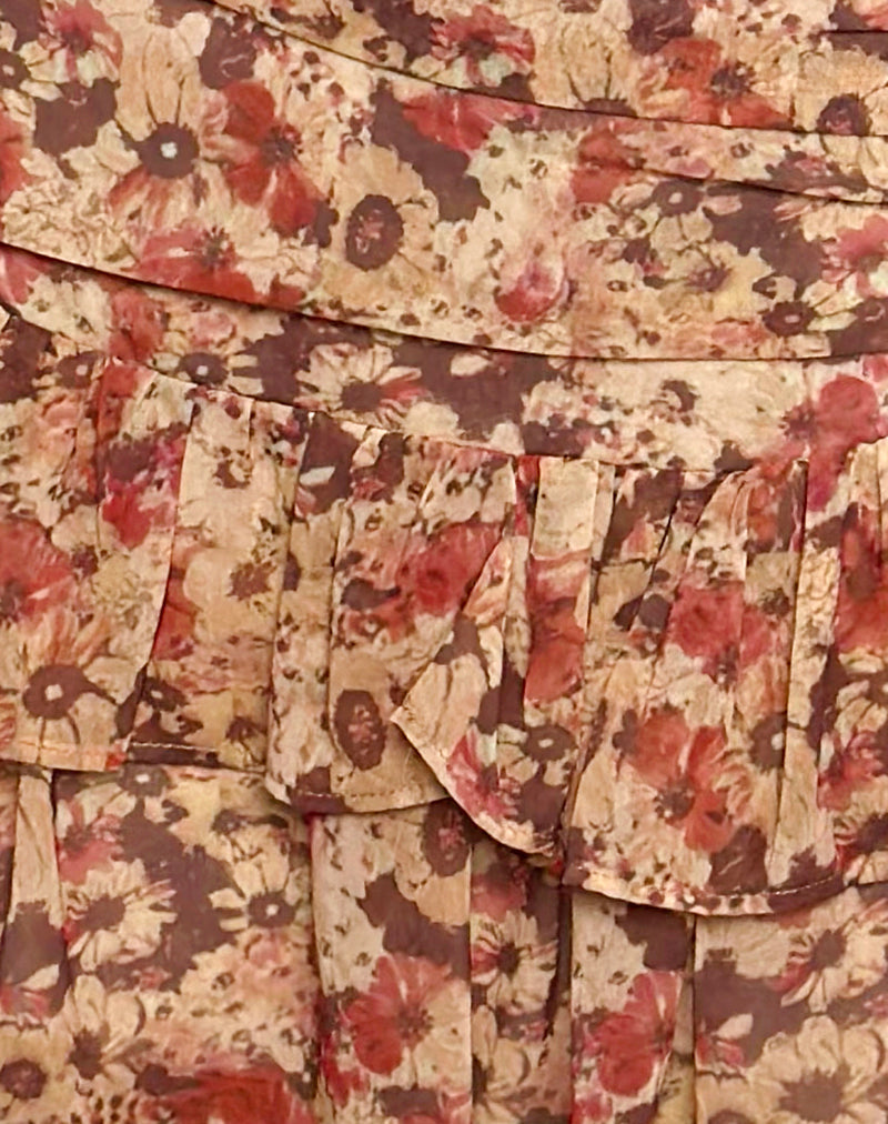 Masama Frill Mini Skirt in Chiffon Rusty Flower