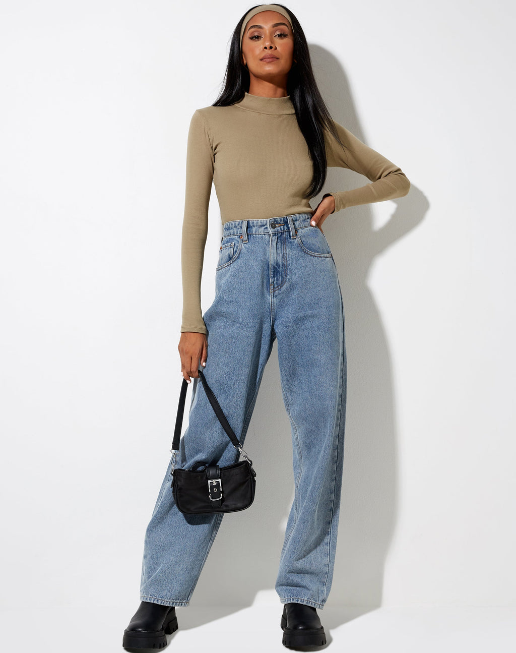 Matri Long Sleeve Top in Rib Eucalyptus