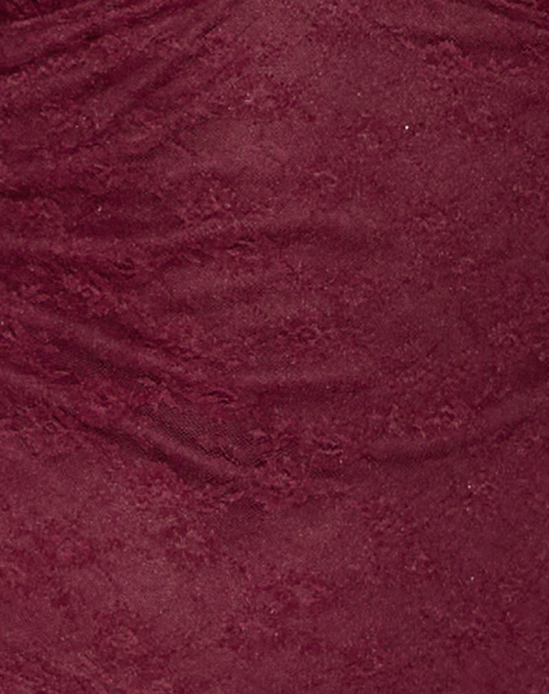 Matua Halter Top in Clover Lace Maroon