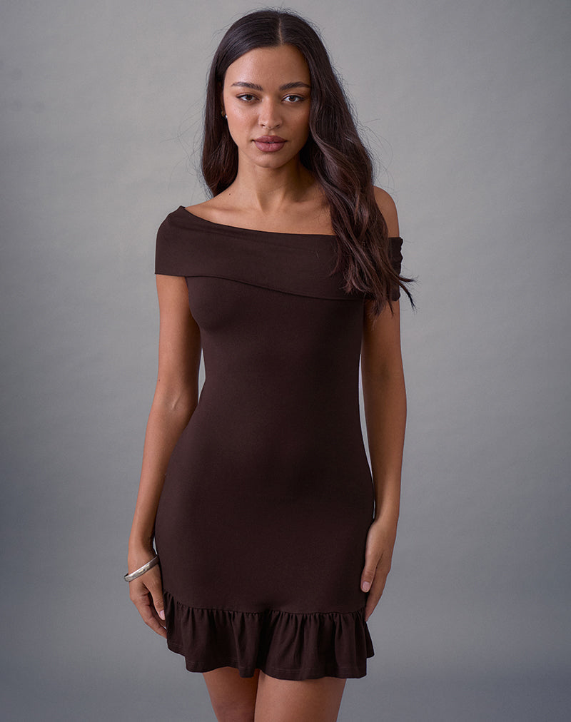Maufa Mini Dress in Jersey Bitter Chocolate