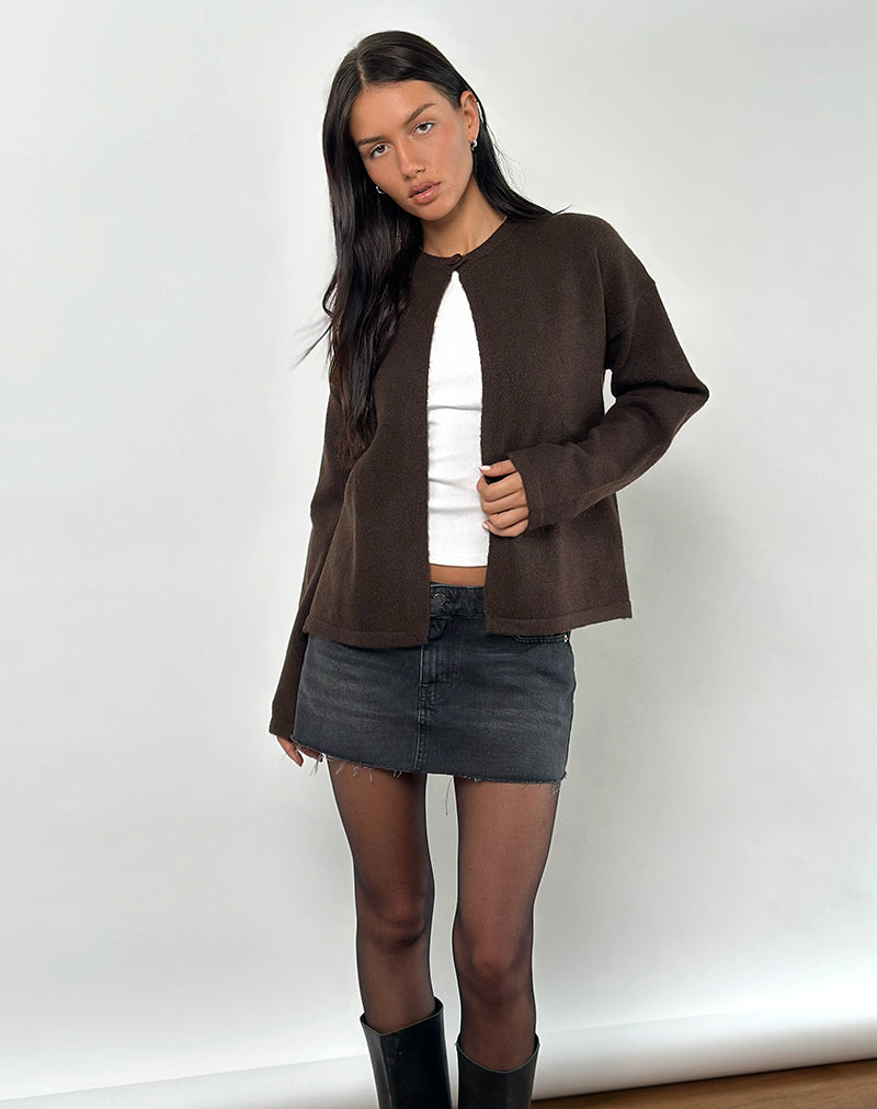 Maureen Cardigan in Chocolate Brown