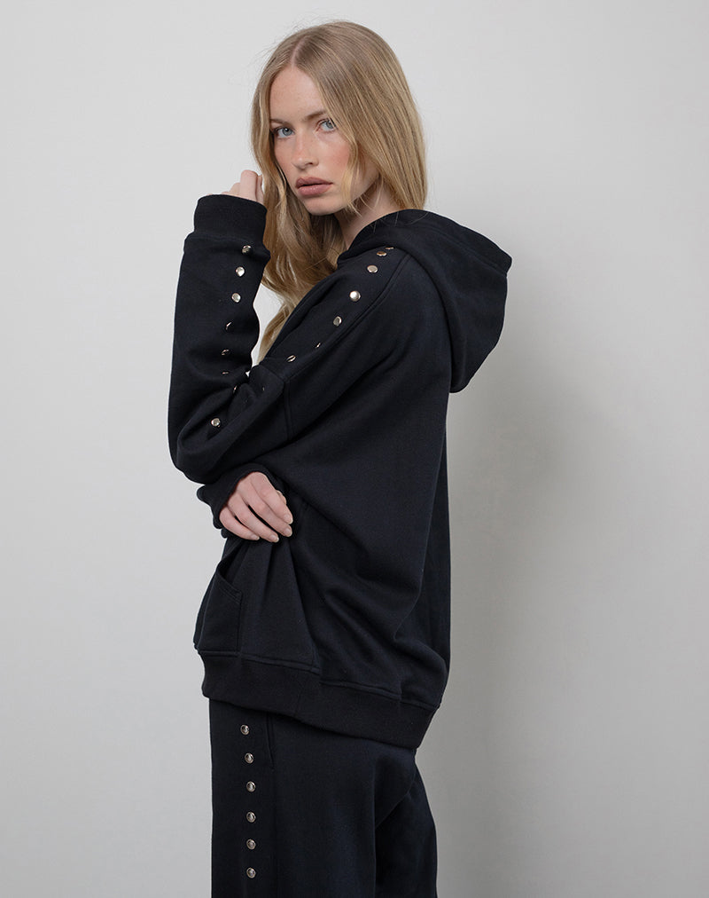 Max Hoodie in Black with Studs