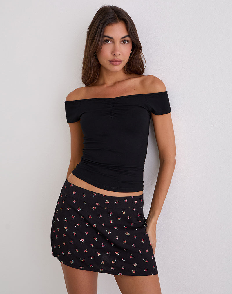 Haruto Skort in Ditsy Rose Garden Black