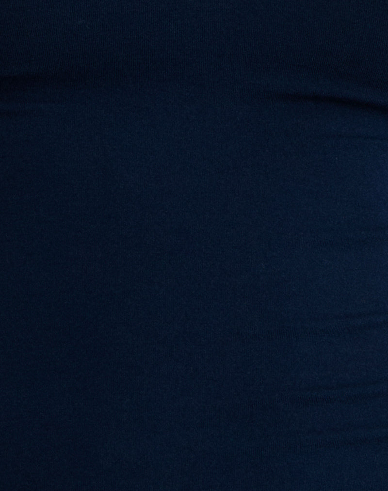 Mayomi Off the Shoulder Top in Navy with Pink Binding