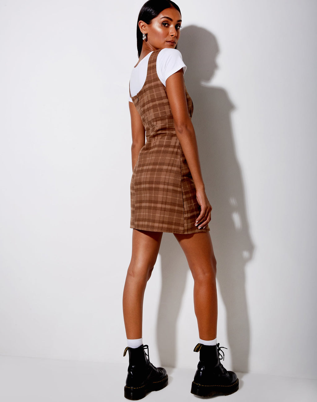 Mehra Mini Dress in Brown Check