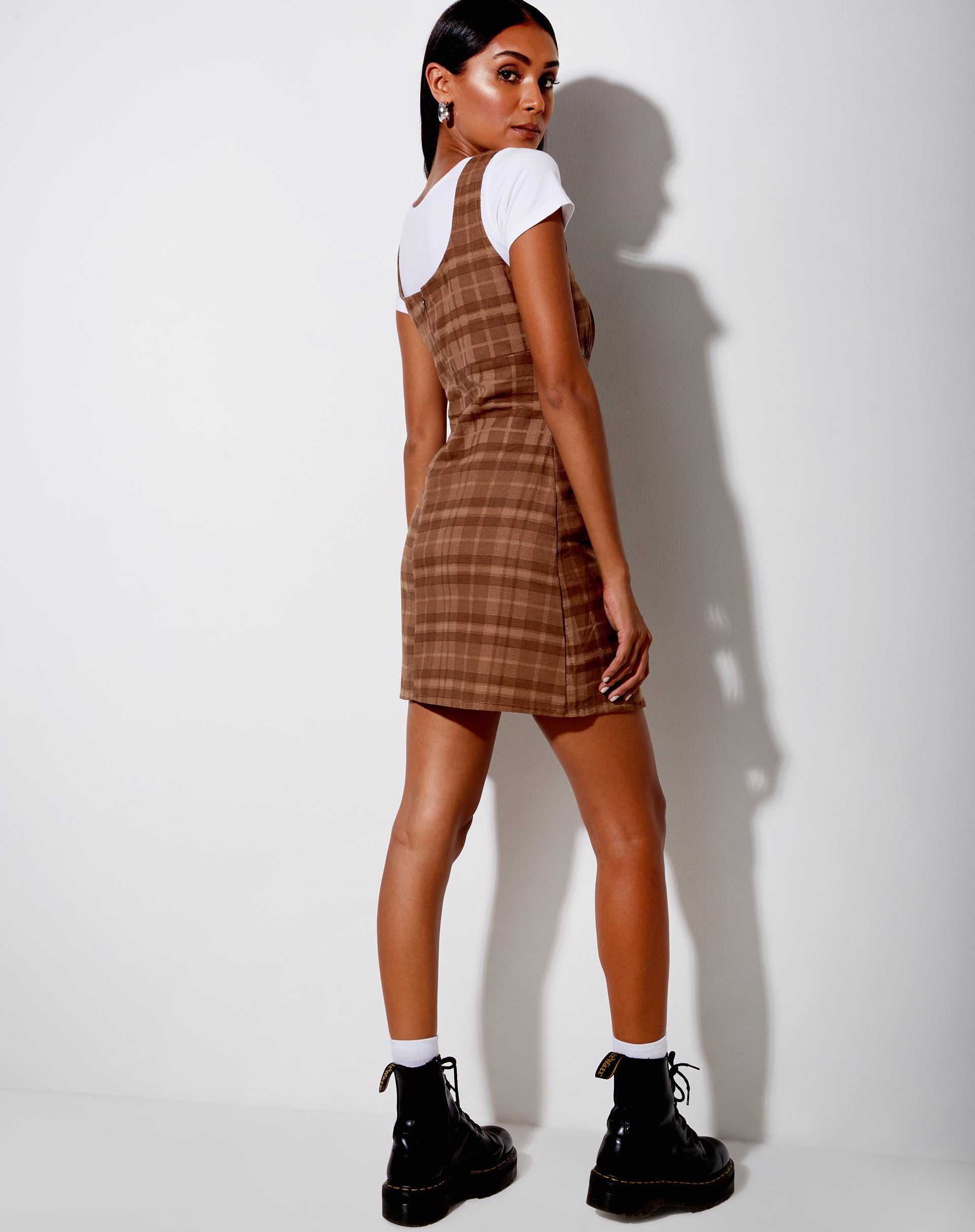 Mehra Mini Dress in Brown Check