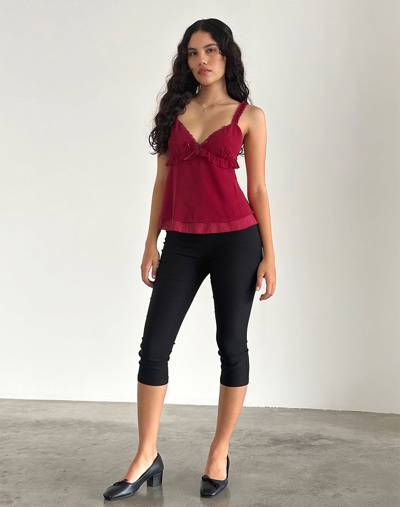 Melinda Frill Cami Top in Chiffon Deep Red