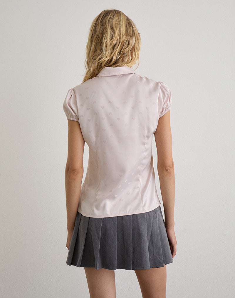 Meline Blouse in Satin Jacquard Pink
