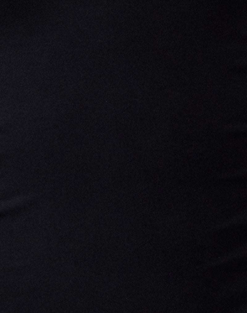 Melton Long Sleeve Halter Top in Rayon Jersey Black