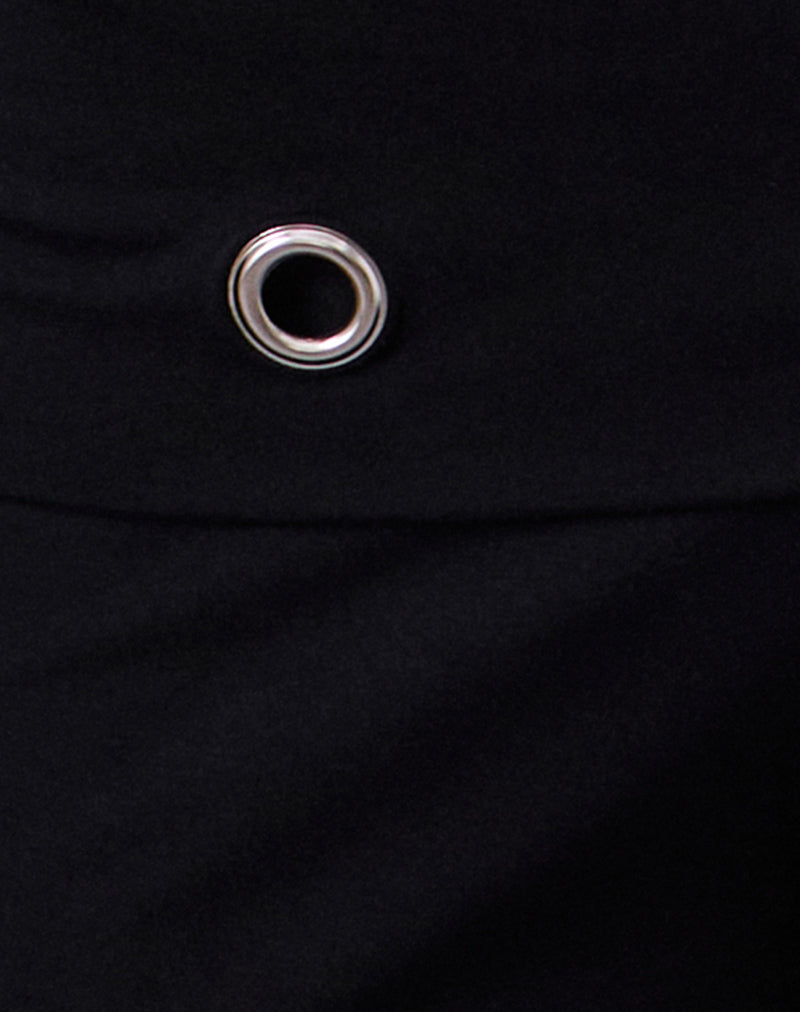 Travis Foldover Trouser in Black with Eyelets