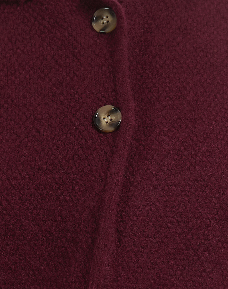 Merril Collared Cardigan in Knit Wine