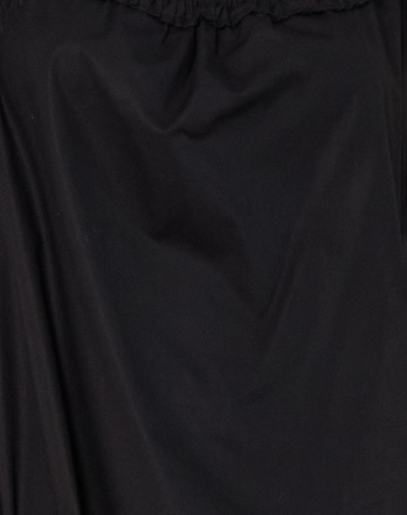 Merrily Smock Midi Dress in Poplin Black