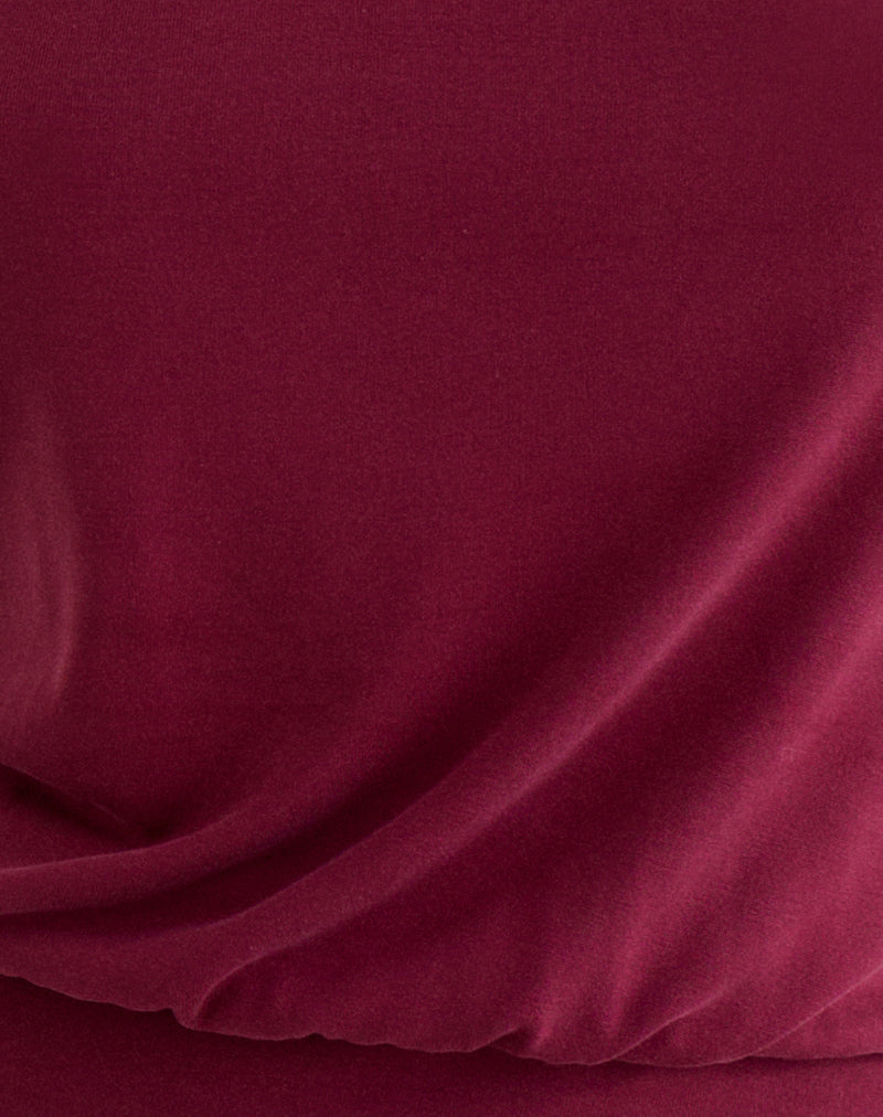 Miasa Backless Halterneck Top in Cupro Burgundy