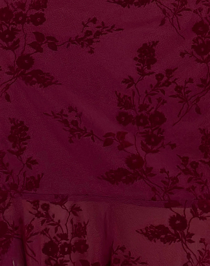Micaya Mini Dress in Botanical Flower Maroon