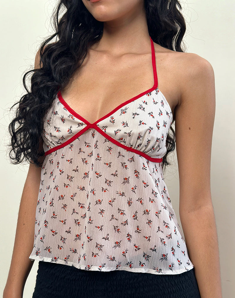 Micha Halter Top in Ditsy Floral Ivory