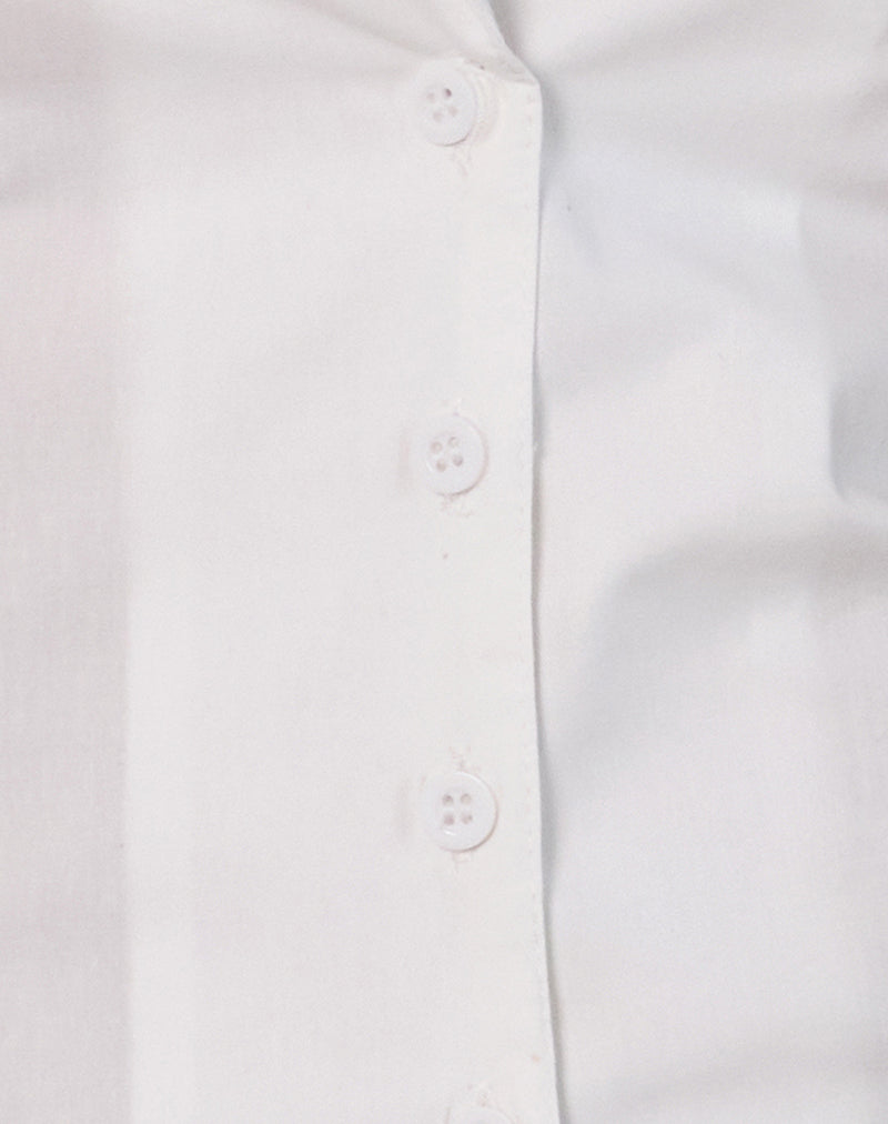 Mikanu Halterneck Button Down Blouse in Poplin White