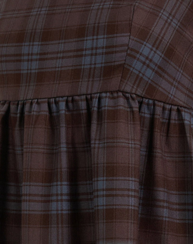 Mikayla Mini Dress in Burgundy and Blue Check