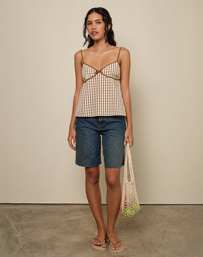 Milota Cami Top in Brown Check