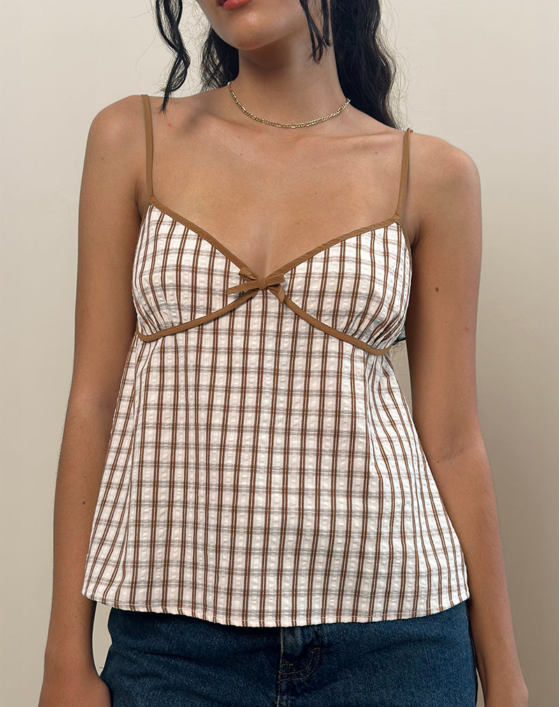 Milota Cami Top in Brown Check