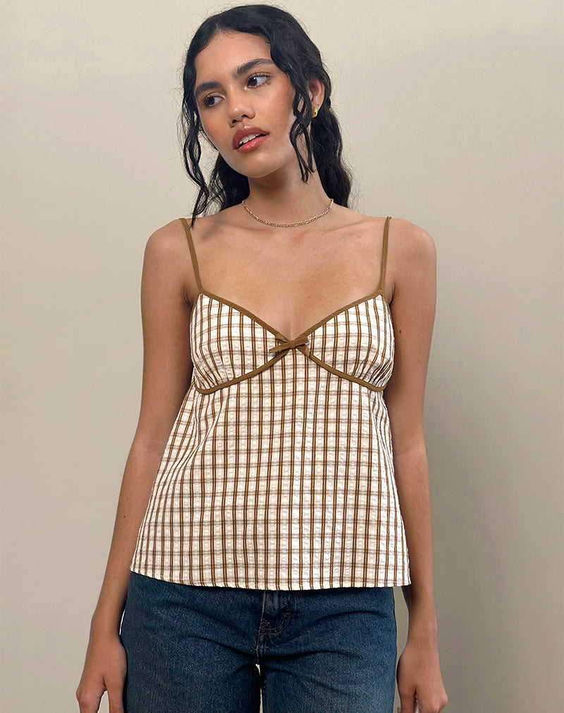 Milota Cami Top in Brown Check
