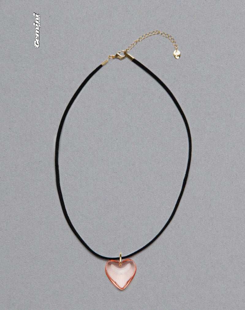 Mimi Pink Glass Heart Necklace