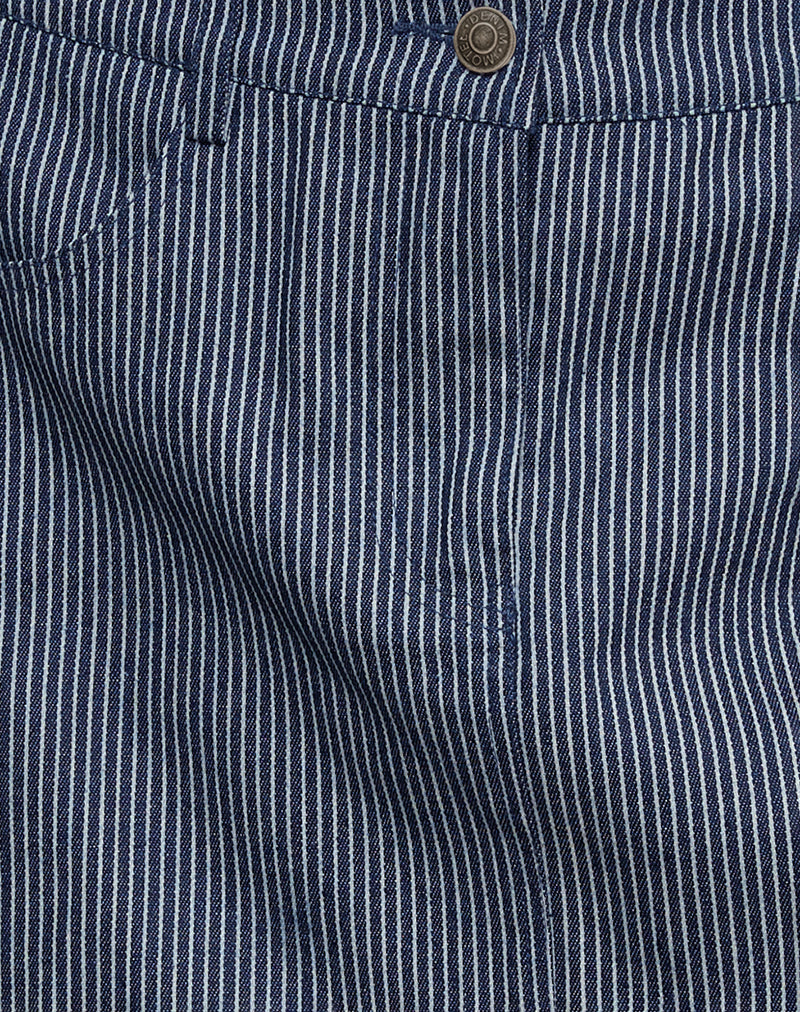 Mini A-Line Skirt in Pinstripe Indigo Wash