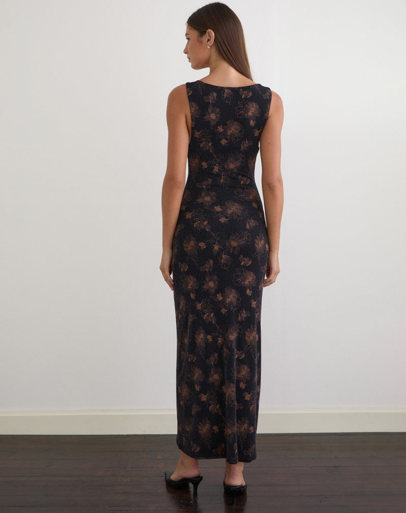 Minso Maxi Dress in Black with Bronze Shimmer