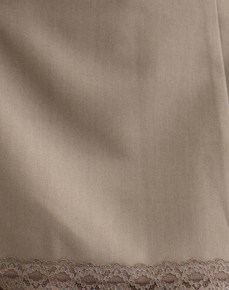 Minya Mini Skrt with Lace Trim in Taupe