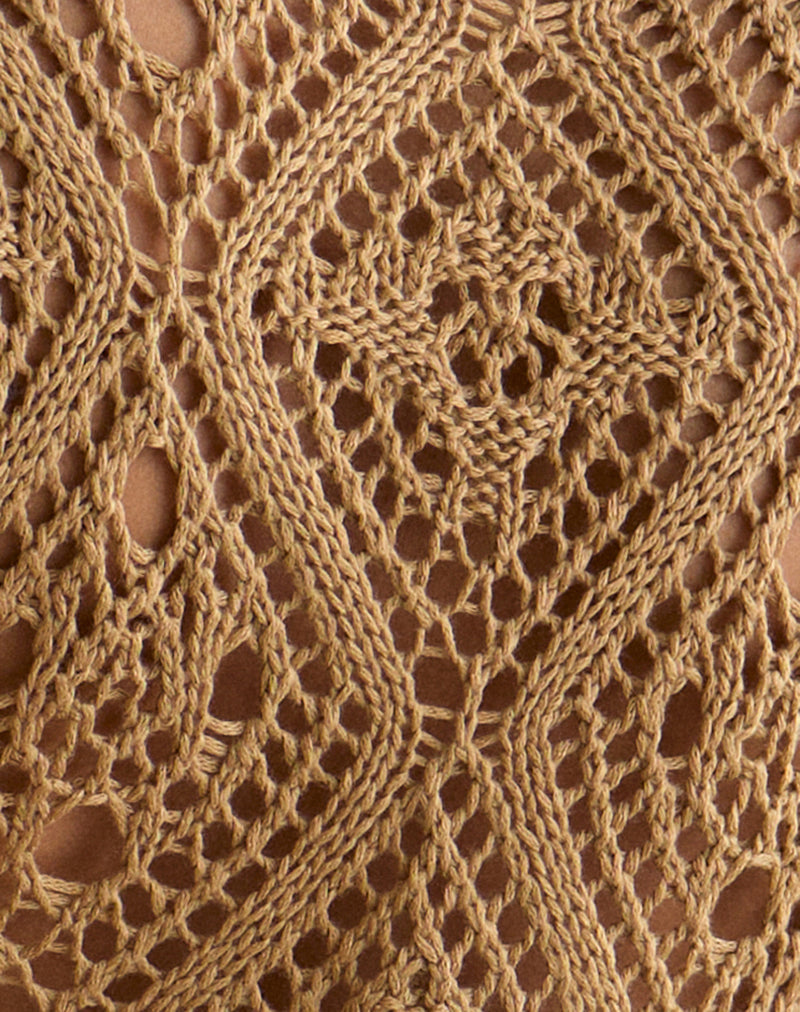 Mirea Grown On Sleeve Shrug Top in Crochet Camel