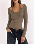 Misora Top in Sheer Knit Taupe