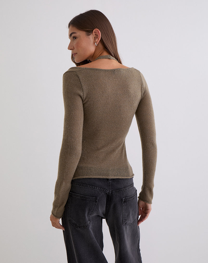 Misora Top in Sheer Knit Taupe