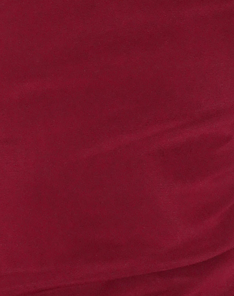 Monari Long Sleeve Top in Mesh Burgundy