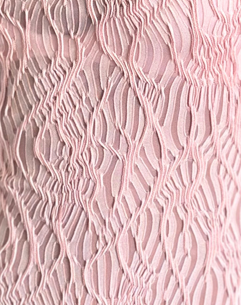 Monelo Textured Mesh Top in Sheer Pink