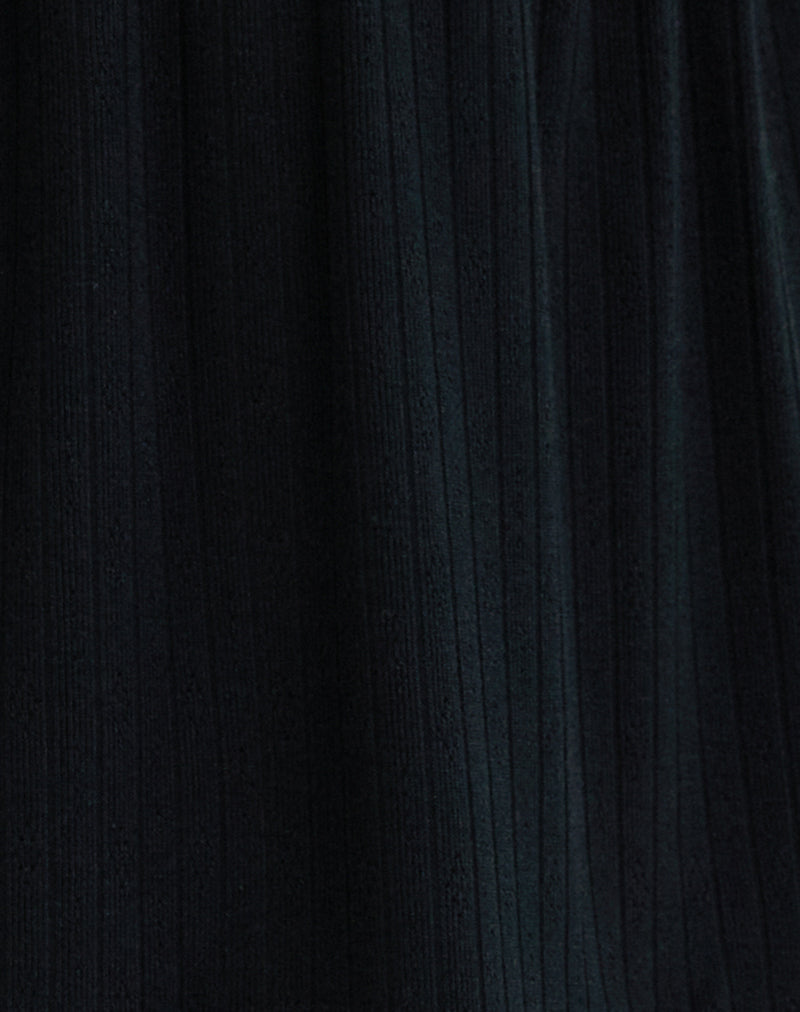 Monia Plunge Top in Pointelle Black