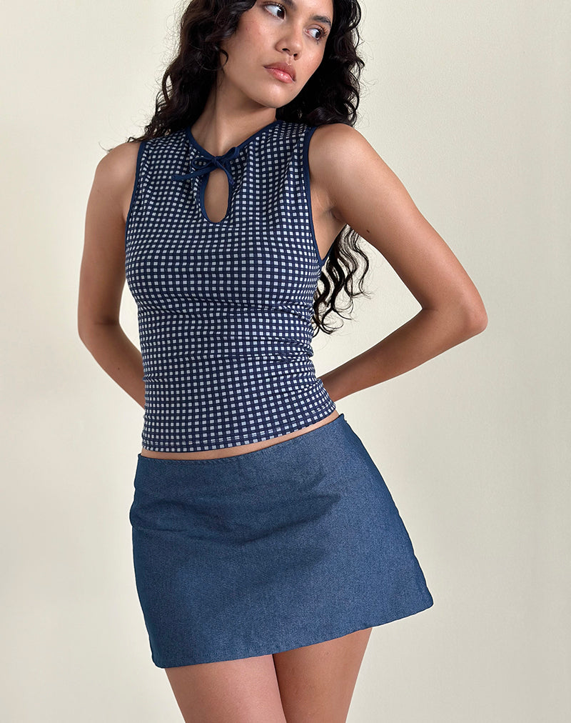 Olsa Denim Mini Skirt in Chambray Indigo