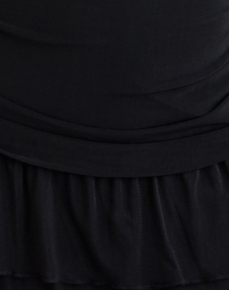 Mowgli Cap Sleeve Mini Dress in Black