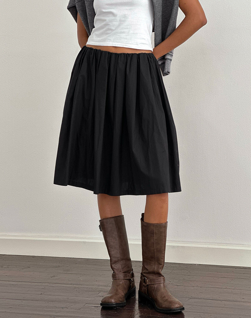 Murphy Knee Length Skirt in Black