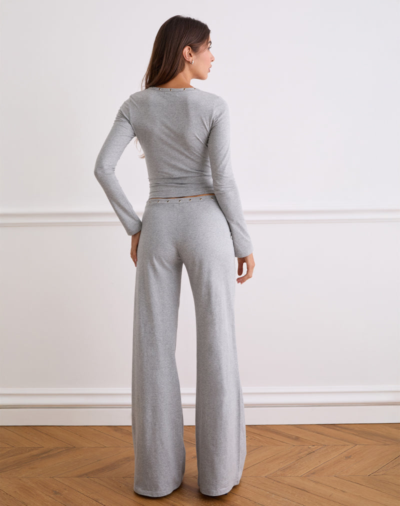 Dorala Low Rise Trousers with Eyelets in Grey Marl