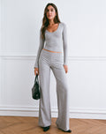 Dorala Low Rise Trousers with Eyelets in Grey Marl