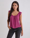 Merisso Scoop Neck Keyhole Top Daco in Rose Burgundy