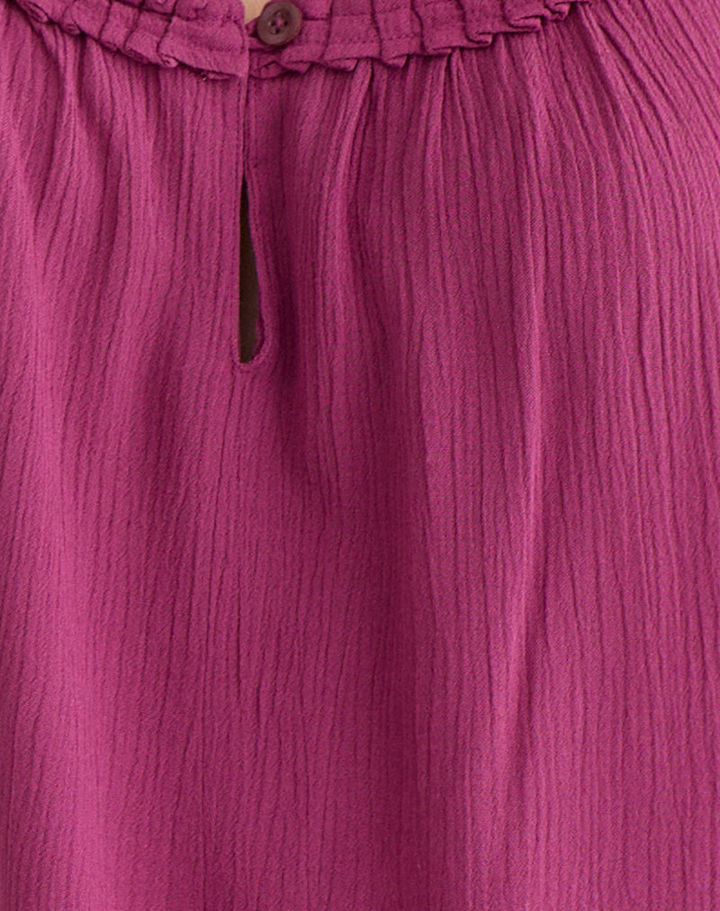 Merisso Scoop Neck Keyhole Top Daco in Rose Burgundy