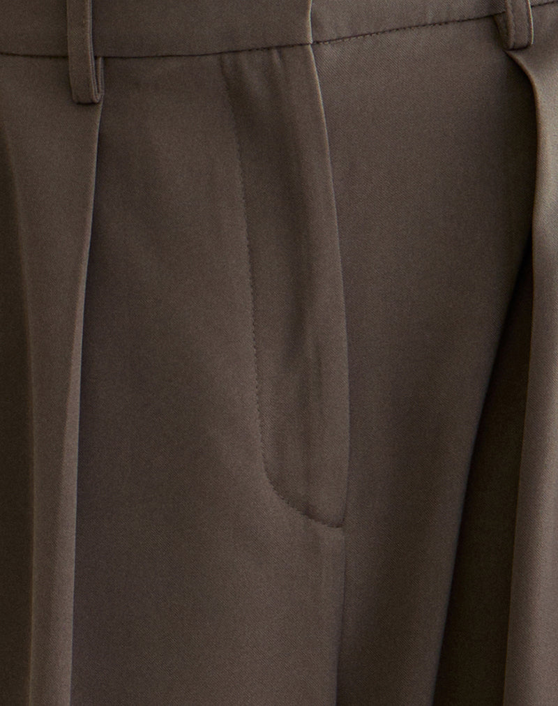 Nala Wide Pleat Trouser in Tailoring Truffle
