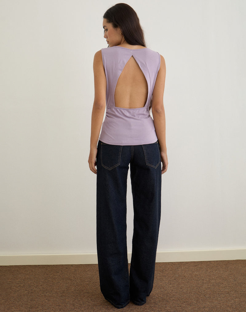 Nali Cowl Knot Top in Cupro Lavender